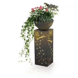 Easy Maxx LED Dekosäule 87 cm Beton-Optik Pflanzschale grau