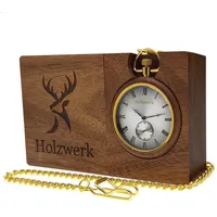 Holzwerk Taschenuhr HANNOVER 2 in 1 Holz Tisch Uhr, Kette & Etui, Braun, silber, Gold, (Set, inkl. Kette) braun