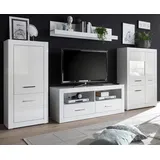 furn.design Wohnwand Carrara, (Wohnkombination 4-teilig, Breite 335 cm), in weiß Hochglanz