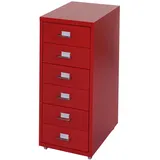 MCW Rollcontainer Preston T851, Schubladenschrank Stahlschrank, 69x28x41cm 6 Schubladen ~ rot