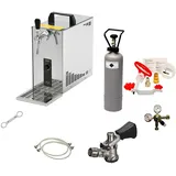 ich-zapfe.de Komplett Set - Zapfanlage, Bierzapfanlage, Bierkoffer, Durchlaufkühler PYGMY 25 1-leitig Trockenkühler, 30 Liter/h, Reinigungsset für Zapfanlage und Keg, Zapfkopf:NC Adapter