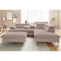 Cotta Polstergarnitur »Caluso«, (2 tlg.), Set: bestehend aus Ecksofa, Hocker, Ecksofa inkl. Kopfteilverstellung braun