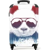 NoBoringSuitcases.com NoBoringSuitcases.com® Koffer Handgepäck Trolley Rollkoffer Kleine Reisekoffer mit Rollen - Panda - Sonnenbrille - Aquarell - 55x35x20cm - Fotokoffer - Kabinenkoffer - Boardgepäck