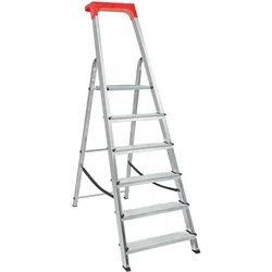 Alu-Stufenleiter mit 6 Stufen, erreichbare Arbeitshöhe 3210 mm