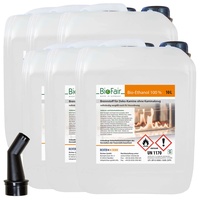 BioFair Bioethanol - 100% Reiner Brennstoff - Bioethanol für Bioethanolkamin, Ethanol Tischkamin, Wandkamin Indoor - 6 x 10 Liter