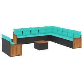 vidaXL 12-teiliges Gartensofa-Set mit Kissen schwarz