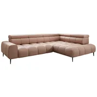 Luxusbetten24 Schlafsofa Designer Sofa Ceora L in Echtleder, mit elektrischer Schlaffunktion und verstellbarerer Rückenlehne rosa