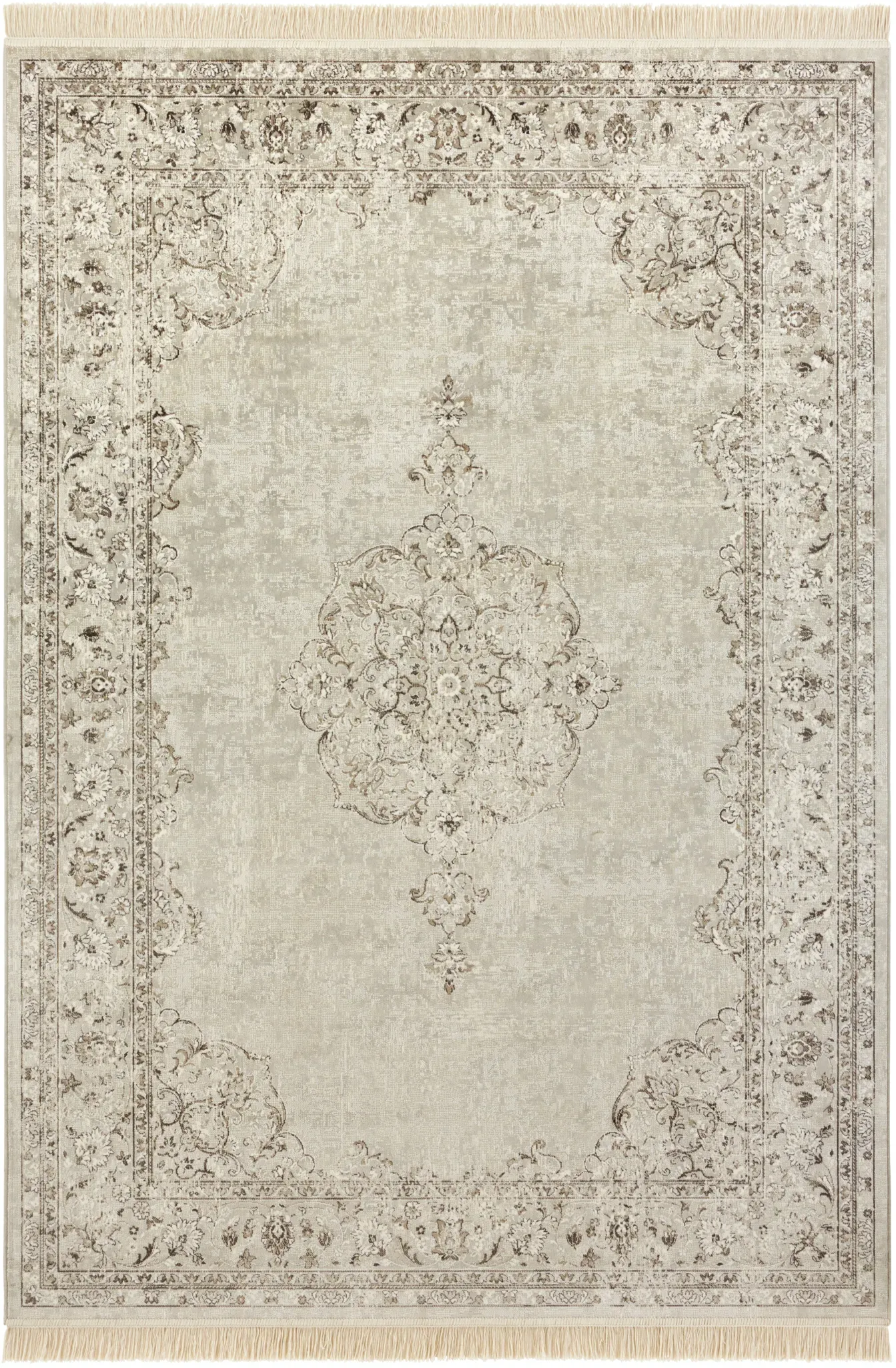 Teppich NOURISTAN "Orient Vintage Medaillon" Teppiche Gr. B: 160cm, 5mm, L: 230cm, beige (creme) Fransenteppich Orientalisch mit Fransen, Orient, Wohnzimmer, Schlafzimmer, Esszimmer