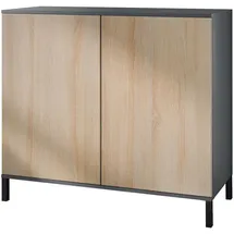 Vladon Skadu V3 92,5 x 83,5 x 35 cm Anthrazit matt / Eiche sägerau