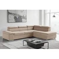 Ecksofa SIT & MORE "Valentine L-Form, B: 272 cm", braun (café), B:272cm H:73cm T:226cm, 100% Polyester;Luxus-Kunstleder/Struktur (88% Polyester, 12% Polyamid), Sofas, Ecksofa, mit Arm- & Kopfteilverstellung, optional mit Bettfunktion, Topseller