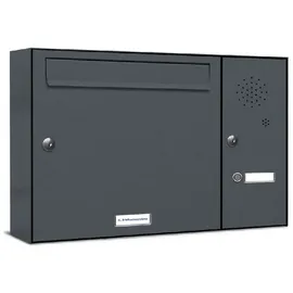 AL Briefkastensysteme 1er Premium Briefkasten Anthrazit inkl. Zeitungsfach