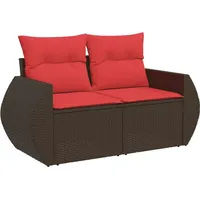 vidaXL Gartensofa-Set mit Kissen, braun, Polyrattan