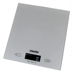 Mesko MS3145 Extra flache digitale Küchenwaage, Glasplattform, Genauigkeit 1g bis 5 kg, Tara-Funktion, Grau