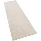 Paco Home Teppich Kurzflor Skandi Japandi Boho Abstraktes Muster 3d Uni Creme 80x250 cm,