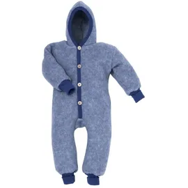 cosilana Baby Overall mit Kapuze aus Bio Wolle / Bio Baumwolle Marine-Melange) 74/80