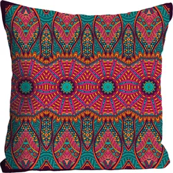 Dekokissen QUEENCE "Ornament", bunt (bunt, ornamente), B:40cm L:40cm, Polyester, Dekokissen_Sitzkissen_Kissenhüllen, Kissenhülle ohne Füllung, 1 Stück