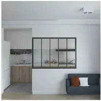 inova wohnen Fenster Innenfenster, 153 x 108 cm Sicherheitsglas klar schwarzer Stahlrahmen vormontiert schwarz 153 cm x 108 cm