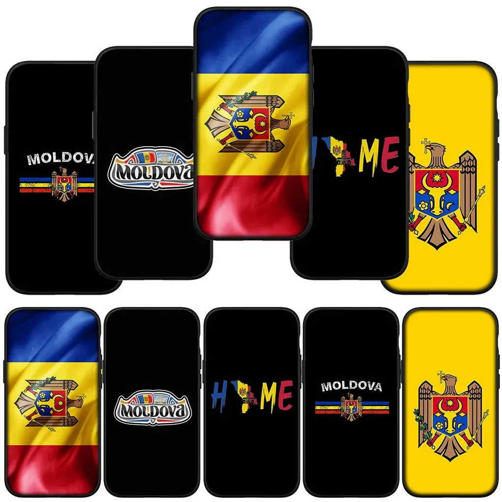 für iPhone 15 14 Xiaomi Redmi Note 13 12 11 Pro Max X 8 7 XR Samsung Galaxy A15 S24 S23 A05 Huawei OPPO A17 Telefonhülle mit Flagge der Republik Moldau