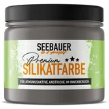 SEEBAUER diy Silikatfarbe Dunkelgrau 300ml für Innen (No. 225 Fossil Sense) Atmungsaktive Mineralfarbe für Allergiker - Abwaschbare Wandfarbe - Grautöne hohe Deckkraft