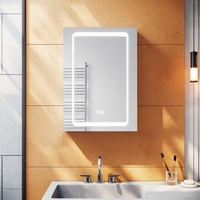 Alu Spiegelschrank Bad mit LED Beleuchtung Badschrank Steckdose Beschlagfrei 50