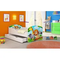 Luxusbetten24 Kinderbett Luna mit Stauraum und verschiedenen Motiven 140x70 Jungle