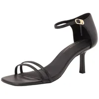 Tommy Hilfiger Damen Sandalen mit Absatz Kitten Heel Leather Sandalette, Schwarz (Black), 37