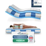 AM Qualitätsmatratzen | Premium 7-Zonen Taschenfederkernmatratze | 160x190 cm | H3 | Tonnentaschenfederkernmatratze | 160/190 | Federkernmatratze ... - Weiß