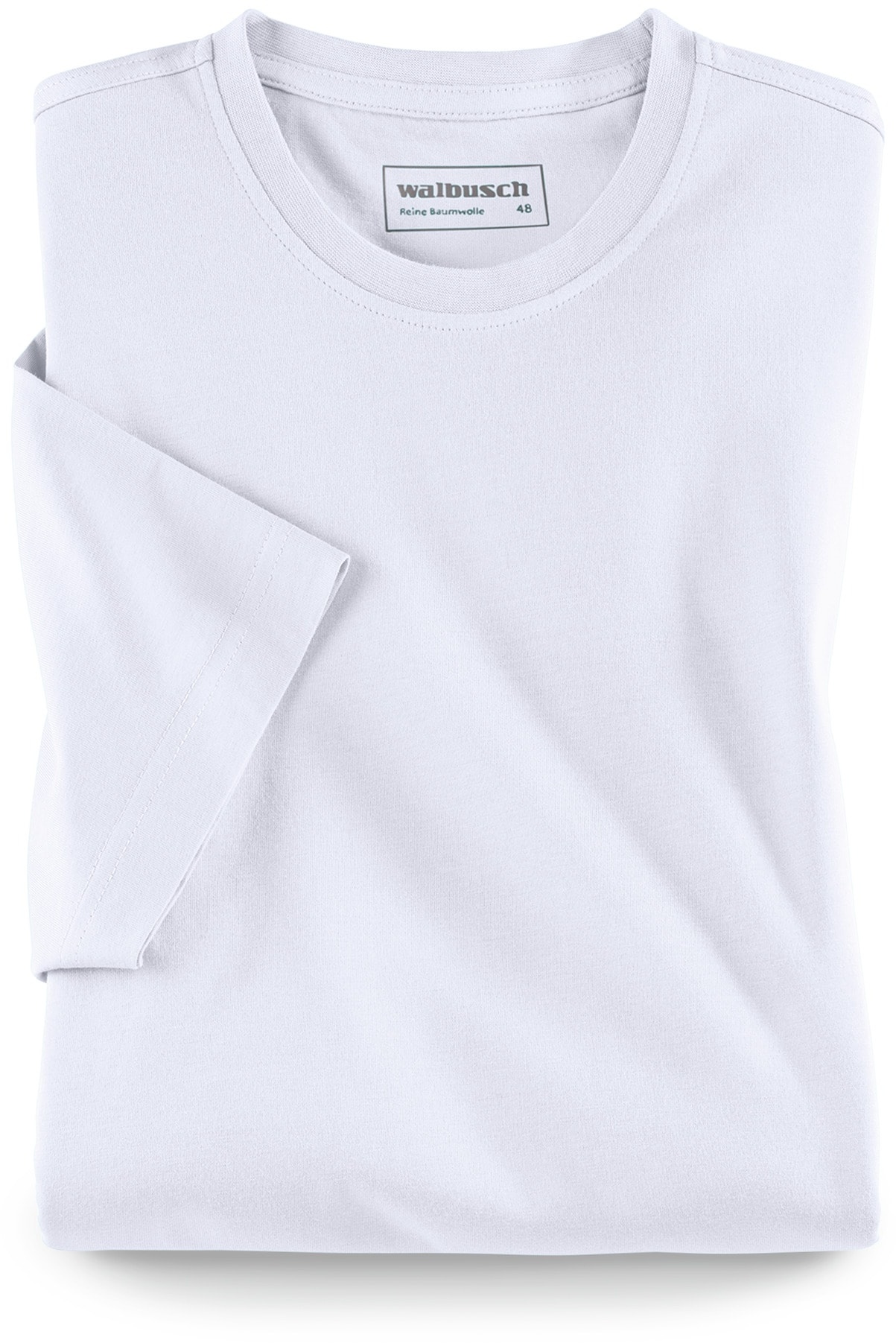 Walbusch Herren T Shirt Rundhalsausschnitt einfarbig Weiß 54