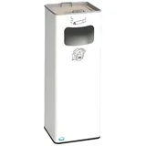 Proregal Klassischer Kombiascher eckig HxBxT 66,5 x 26 x 26 cm Verzinkter Stahl Weiß
