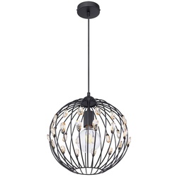 Hängelampe Hängeleuchte Pendellampe Pendelleuchte Wohnzimmerlampe, K5 Kristalle Metall schwarz Retro, 1x E27 Fassung, DxH 30x120cm
