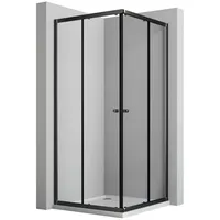 Boromal Eckdusche Duschkabine Schwarz 80x100 90x90 Schiebetür Eckeinstieg Dusche, BxT: 80x80 cm, sicherheitsglas, Dusche Duschwand Glas Duschabtrennung schwarz 80 cm x 185 cm x 80 cm