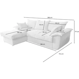 KAWOLA Sofa DAMETO Ecksofa Bettsofa Schlafsofa mit Stauraum Cord hellblau