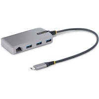 Startech StarTech.com 3 Port USB C Hub mit Ethernet - 3x USB-A 3.0 5Gbit/s Anschlüsse - Gigabit Ethernet RJ45 - USB-C auf USB Verteiler - 30cm langes Kabel - Mini USB C Hub Adapter mit LAN (5G3AGBB-USB-C-HUB) USB-Hubs