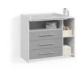 livinity® Wickelkommode Torino Weiß/Grau mit Schubladen