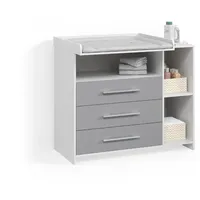 livinity® Wickelkommode Torino Weiß/Grau mit Schubladen