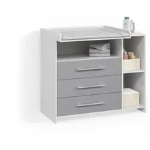 livinity® Wickelkommode Torino Weiß/Grau mit Schubladen