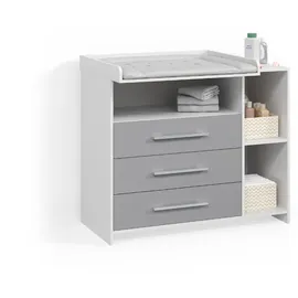 livinity® Wickelkommode Torino Weiß/Grau mit Schubladen
