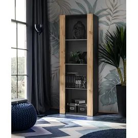 komodee Vitrine Schrank Tivoli 55 x 35 x 159 cm Schwarz/Braun
