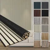 HEXIM Akustikpaneele 6 Stück 278x60cm Holz Comfort - flexible Holzpaneele Platten Lamellenwand flexibel MDF Wandpaneele TV Wandverkleidung Holzwand Deko beige (10.02m2 Palomino)