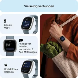 Fitbit Versa 4 aluminium platin/wasserfallblau