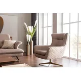 Moderner Sessel Ohrensessel Luxus Cocktailsessel  Beige Kunstleder Neu
