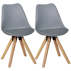 Kadima Design 2er Set Esszimmerstühle `Lund`: Skandinavisches Design, Komfortables Sitzen. Grau, Material: Kunstleder, 49x52x87 cm