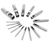 XPOtool Locheisen Satz 2-22mm 15tlg aus Carbonstahl für Leder, Gummi, Weichplastik u.v.m. Locheisenset