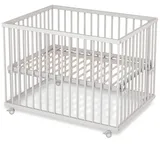 Sämann Babybett Laufgitter 75x100 cm mit Lattenrost weiß Premium Kollektion Laufstall weiß