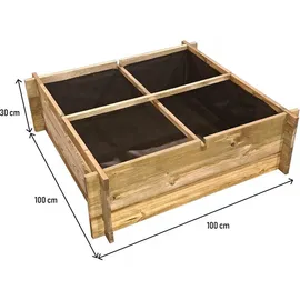 habitat garten Gemüsebeet-quadrat Aroma 100 x 100 x 30 cm Hellbraun