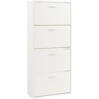 [en.casa] Schuhschrank Sykkylven 134x60x24 cm mit 4 Klappen Weiß
