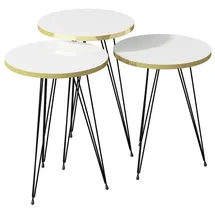 moebel17 Beistelltisch 3er-Set. 21256290 weiß schwarz Metall B/H/T: ca. 38x53,5x38 cm - Schwarz, Weiss