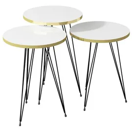 moebel17 Beistelltisch 3er-Set. 21256290 weiß schwarz Metall B/H/T: ca. 38x53,5x38 cm - Schwarz, Weiss