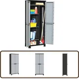 Kunststoffschrank 68x39x171,5 cm - Aufbewahrungsbox - Garderobe - Werkzeugschrank - Plasticschrank - Grau