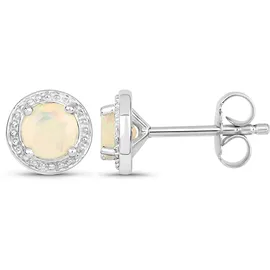 vira jewels Ohrstecker Vira Jewels Silber 925 rhodiniert mit echtem Opal 5mm 79263314-0